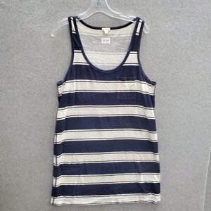J Crew Women Dress Large Navy Striped Nautical Tank Pullover Casual